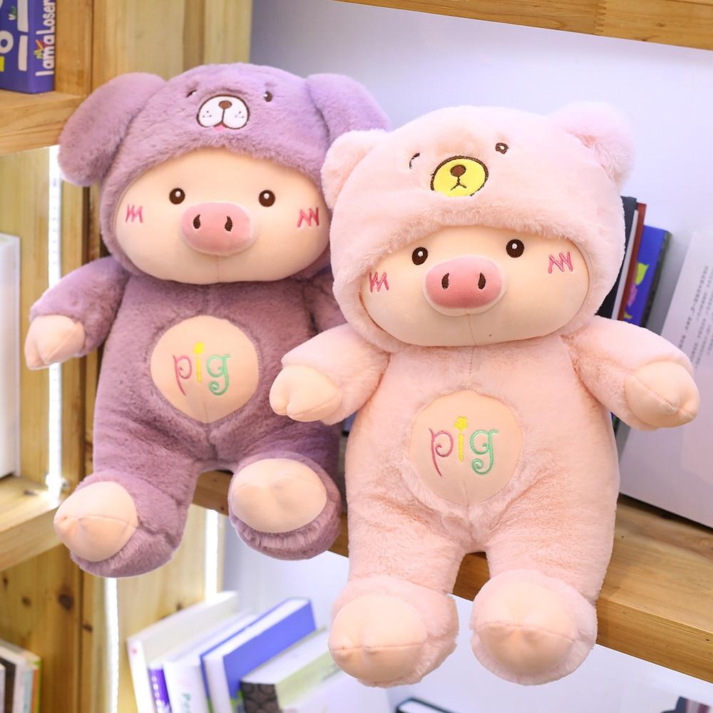 Planet Gates 30-60cm Lovely Pig Plush Toy Creative Cosplay Cat&Bear&Dog Doll Soft Stuffed Animals Toy for Children Baby Kawaii  Birhtday Gift