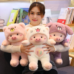 Planet Gates 30-60cm Lovely Pig Plush Toy Creative Cosplay Cat&Bear&Dog Doll Soft Stuffed Animals Toy for Children Baby Kawaii  Birhtday Gift