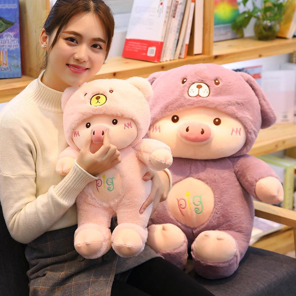 Planet Gates 30-60cm Lovely Pig Plush Toy Creative Cosplay Cat&Bear&Dog Doll Soft Stuffed Animals Toy for Children Baby Kawaii  Birhtday Gift