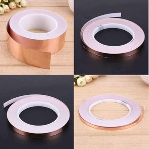 Planet Gates 30 Meters Single Side Conductive Copper Foil Tape Strip Adhesive EMI Shielding Heat Resist Tape 5mm 6mm 8mm 10mm