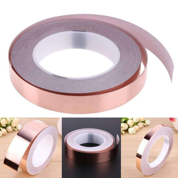 Planet Gates 30 Meters Single Side Conductive Copper Foil Tape Strip Adhesive EMI Shielding Heat Resist Tape 5mm 6mm 8mm 10mm
