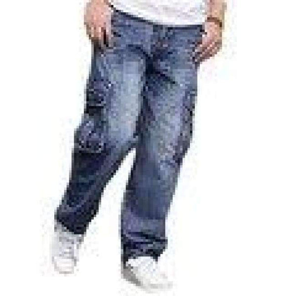 Planet Gates 30 Plus Size Мъжки карго дънки в руски стил с карго джоб, широки карго панталони, деним, черни, свободни прави дънки за мъже