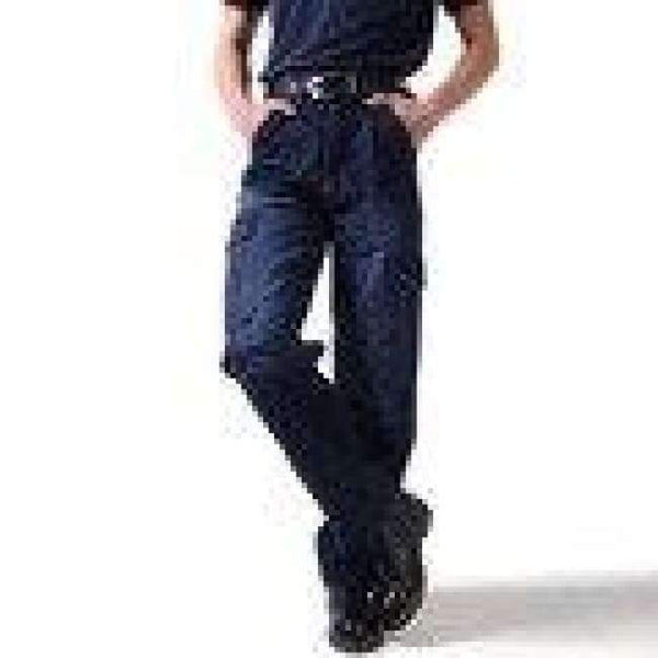 Planet Gates 30 Plus Size Мъжки карго дънки в руски стил с карго джоб, широки карго панталони, деним, черни, свободни прави дънки за мъже