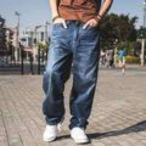 Planet Gates 30 Plus Size Мъжки карго дънки в руски стил с карго джоб, широки карго панталони, деним, черни, свободни прави дънки за мъже