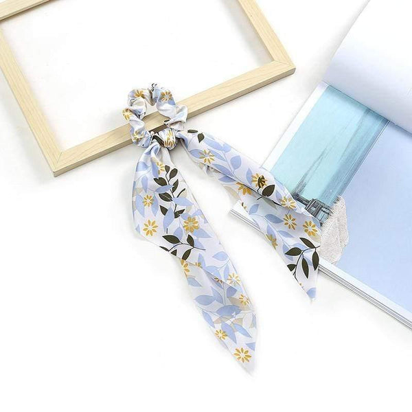Women Streamers Scrunchies Polka Dot Floral Print Elastic Bow Hair Rope Girl Hair Ties Korean Sweet Hair Accessories Headwear