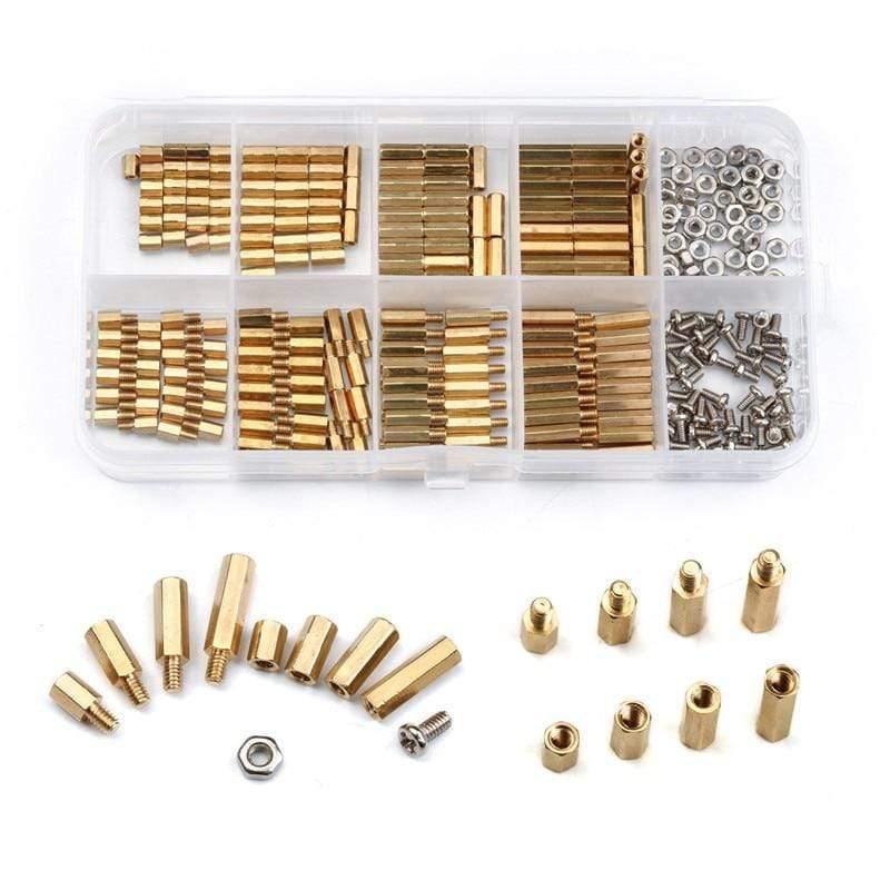 300 PCS M2/M3/M4 Hex Brass Copper Pillar Stand Off Hex Column Spacer Screw Nut Fastener Tool Set For Machine Automobile Kit