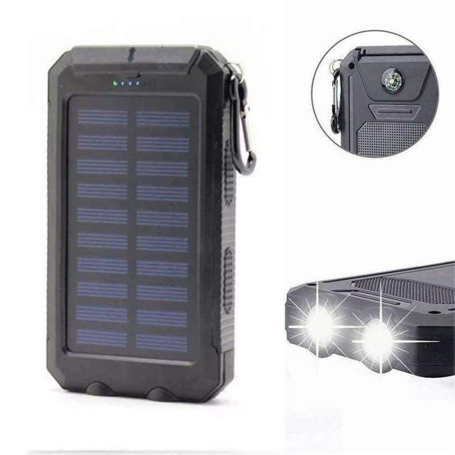 Planet Gates 30000mAh Dual USB Power Bank Waterproof Durable Portable Solar Charger Power Bank With Compass 2 LED light for iphone5 6 7 8 X