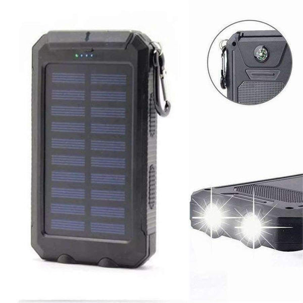 Planet Gates 30000mAh Dual USB Power Bank Waterproof Durable Portable Solar Charger Power Bank With Compass 2 LED light for iphone5 6 7 8 X