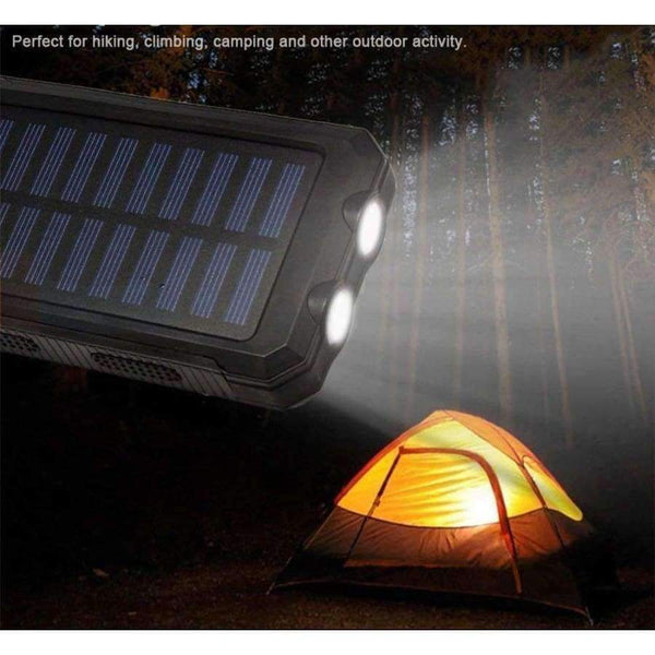 Planet Gates 30000mAh Dual USB Power Bank Waterproof Durable Portable Solar Charger Power Bank With Compass 2 LED light for iphone5 6 7 8 X