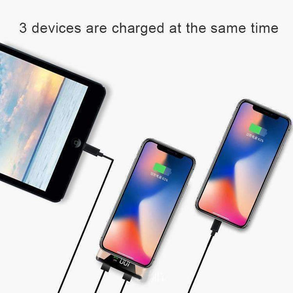 Planet Gates 30000mah for iphone X 8 QI Wireless Charger Power Bank Dual USB with Digital Display External Battery Powerbank for Samsung