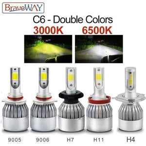 Planet Gates 3000K a 6500K / Čína / H11 BraveWay LED dvoubarevné světlomety do auta H7 H13 9006 H4 LED žárovky pro autosvětla H11 dvoubarevná žárovka 3000K 6500K 8000L