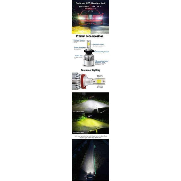 Planet Gates 3000K a 6500K / Čína / H11 BraveWay LED dvoubarevné světlomety do auta H7 H13 9006 H4 LED žárovky pro autosvětla H11 dvoubarevná žárovka 3000K 6500K 8000L
