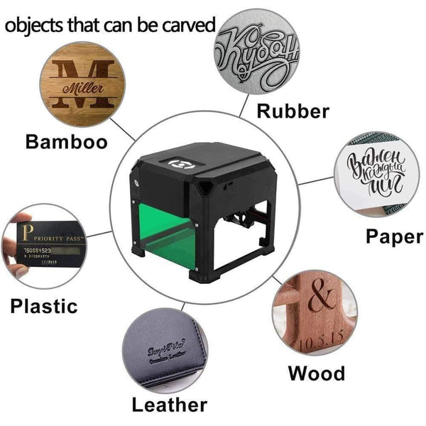 Planet Gates 3000mw CNC Laser Engraver DIY Logo Mark Printer Cutter Laser Engraving Machine Woodworking 80x80mm Engraving Range 3W Mini Laser