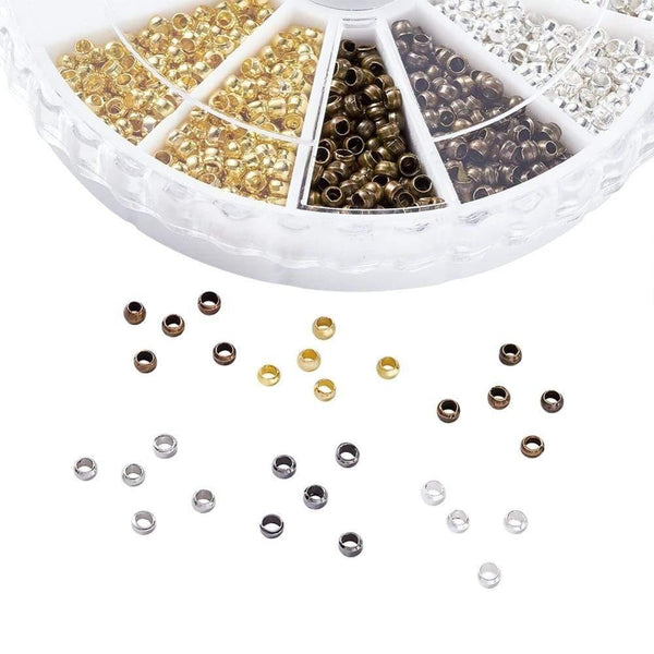 Planet Gates 3000pcs Crimp End Beads Jewelry Findings For Necklace Earring Bracelets DIY Making 2mm  Mixed Color  Hole: 1.2mm; 500pcs/color