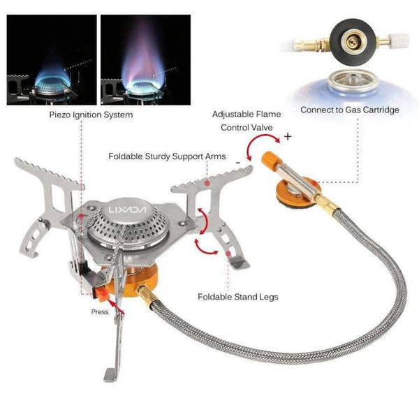 Planet Gates 3000W Outdoor Gas Stove Mini Camping Stove Burner Cooking Picnic Portable Foldable Furnace Lightweight Split Burner Stove