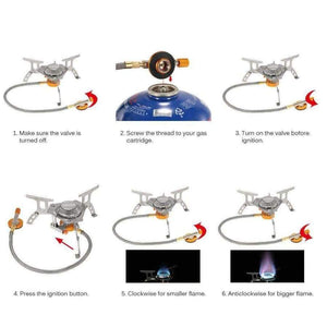 Planet Gates 3000W Outdoor Gas Stove Mini Camping Stove Burner Cooking Picnic Portable Foldable Furnace Lightweight Split Burner Stove