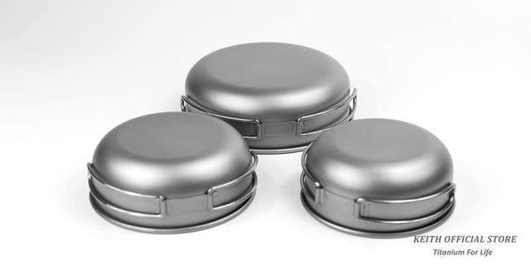 Planet Gates 300ml Camping Titanium Bowls 300ml-600ml With Titanium Folding Handles Folding Bowls Cookware Tableware Cutlery Ti5323-Ti5326