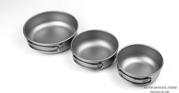 Planet Gates 300ml Camping Titanium Bowls 300ml-600ml With Titanium Folding Handles Folding Bowls Cookware Tableware Cutlery Ti5323-Ti5326