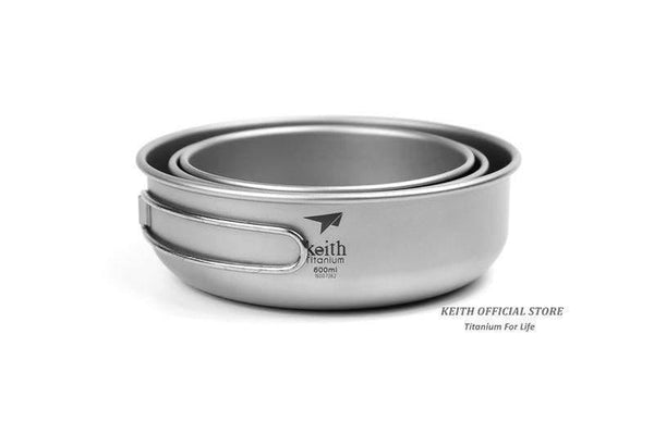 Planet Gates 300ml Camping Titanium Bowls 300ml-600ml With Titanium Folding Handles Folding Bowls Cookware Tableware Cutlery Ti5323-Ti5326
