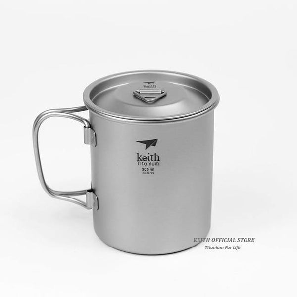 Planet Gates 300ml Outdoor Titanium Water Mugs With Folding Handles Titanium Lids Drinkware Camping Cups Ultralight Travel Mug 300ml-900ml
