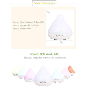 Planet Gates 300ml Ultrasonic Air Humidifier Aromatherapy Essential Oil Diffuser 5 In 1 With 6 Color Changing LED Lights For Home Appliances