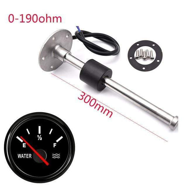 Planet Gates 300mm Bb gauge 52MM Gauge Water Level Gauge Red Light 0-190Ohm Water Tank Level Indicator Meter with Fuel Level Sensor 150MM 200MM 250MM 400MM