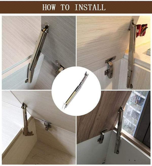 Planet Gates 300N 30KG Hydraulic Furniture Door Lift Support Cabinet Hinges Gas Heavy Load Kitchen Cupboard Tatami Soft Open/Close