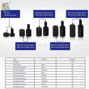 300pcs M3NH1 M3 Nylon Screw White/Black Hex Nylon Standoff Spacer Column Flat Head Nylon Plastic Spacing Screws Nuts