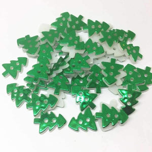 Planet Gates 300pcs Metallic Dark Green Surface Christmas Tree Buttons Resin 2 Holes Sewing Button Embellishments For Cardmaking 13x17mm