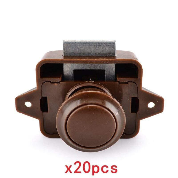 Planet Gates 3010 Big-Brown 20 Pack, KAK Car Camper Lock - 20mm Push Lock for Camper Cars, RV Yacht Push lock - Locks for Hardware, Furniture, Cabinets