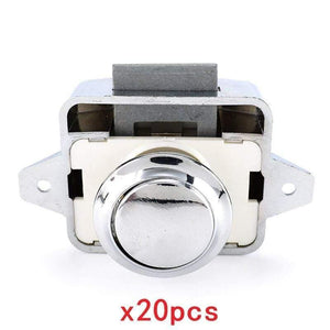 Planet Gates 3010 Big-Chrome 20 Pack, KAK Car Camper Lock - 20mm Push Lock for Camper Cars, RV Yacht Push lock - Locks for Hardware, Furniture, Cabinets