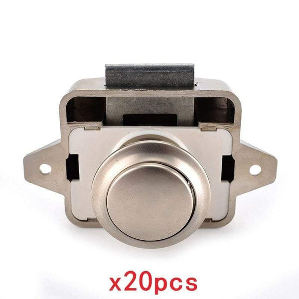 Planet Gates 3010 Big-Pearl Nickel 20 Pack, KAK Car Camper Lock - 20mm Push Lock for Camper Cars, RV Yacht Push lock - Locks for Hardware, Furniture, Cabinets