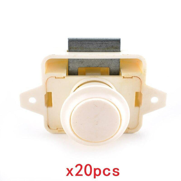 Planet Gates 3010 Big-White 20 Pack, KAK Car Camper Lock - 20mm Push Lock for Camper Cars, RV Yacht Push lock - Locks for Hardware, Furniture, Cabinets