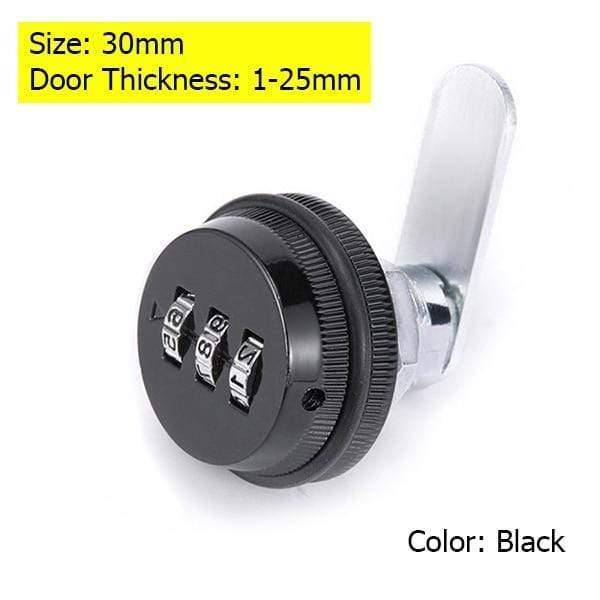 Planet Gates 3010 Black 30mm Combination Cabinet Lock Black/Silver Zinc Alloy Password Locks Security Home Automation Cam Lock For Mailbox Cabinet Door