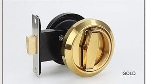 Planet Gates 3010 Double Size-Gold Stainless Steel 304 Recessed Invisible Cup Handle Privacy Hidden Door Locks Cabinet Pulls Handle Fire Proof Disk Ring Lock
