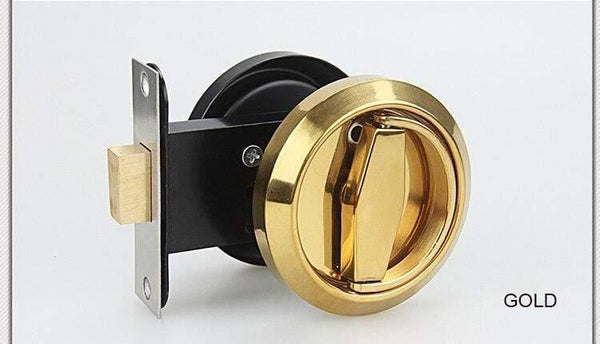 Planet Gates 3010 Double Size-Gold Stainless Steel 304 Recessed Invisible Cup Handle Privacy Hidden Door Locks Cabinet Pulls Handle Fire Proof Disk Ring Lock