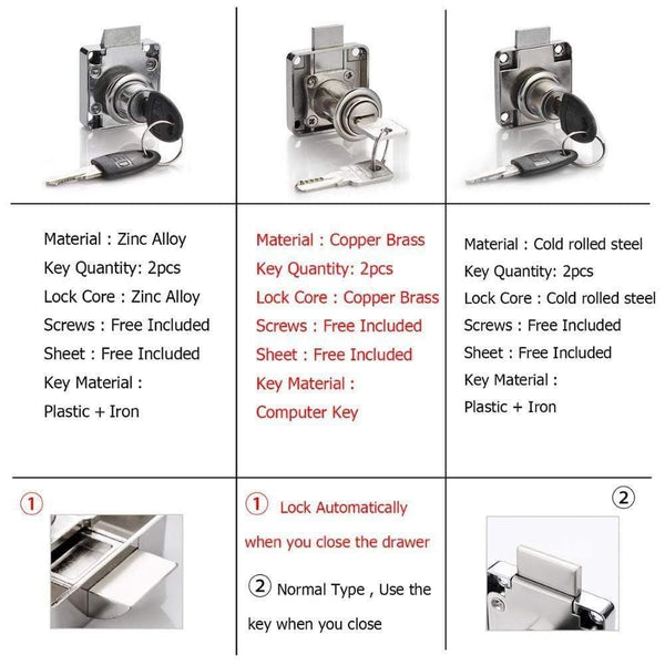 KAK-101 High-grade Desk Drawer Lock Wardrobe Locks Cabinet Locks Furniture Cam Locks