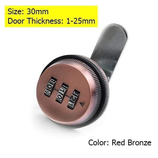 Planet Gates 3010 Red Bronze 30mm Combination Cabinet Lock Black/Silver Zinc Alloy Password Locks Security Home Automation Cam Lock For Mailbox Cabinet Door