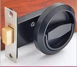 Planet Gates 3010 Single Side-Black Stainless Steel 304 Recessed Invisible Cup Handle Privacy Hidden Door Locks Cabinet Pulls Handle Fire Proof Disk Ring Lock