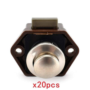 Planet Gates 3010 Small-Brown 20 Pack, KAK Car Camper Lock - 20mm Push Lock for Camper Cars, RV Yacht Push lock - Locks for Hardware, Furniture, Cabinets
