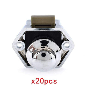 Planet Gates 3010 Small-Chrome 20 Pack, KAK Car Camper Lock - 20mm Push Lock for Camper Cars, RV Yacht Push lock - Locks for Hardware, Furniture, Cabinets