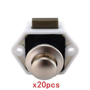 Planet Gates 3010 Small-White 20 Pack, KAK Car Camper Lock - 20mm Push Lock for Camper Cars, RV Yacht Push lock - Locks for Hardware, Furniture, Cabinets