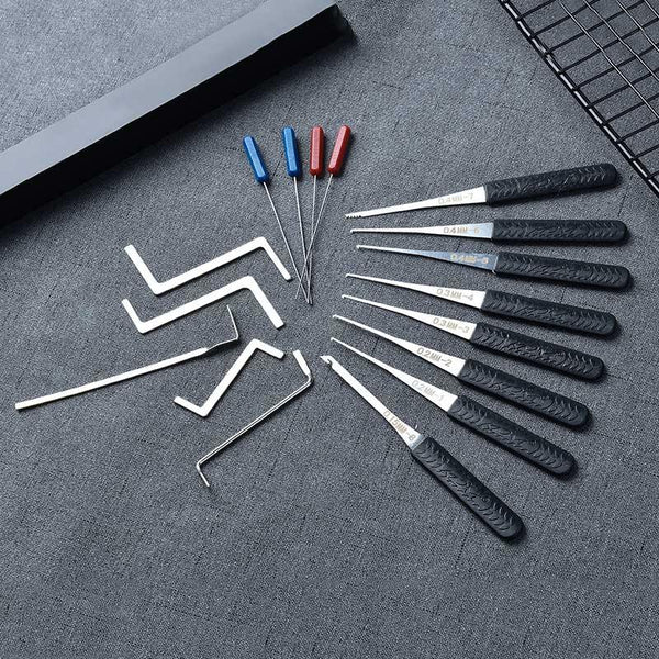 Planet Gates 301003 LT24-Black Practice Padlock With Keys Transparent Visible Lock Pick Broken Key Removing Hook Kit Extractor Set Locksmith Wrench Tool