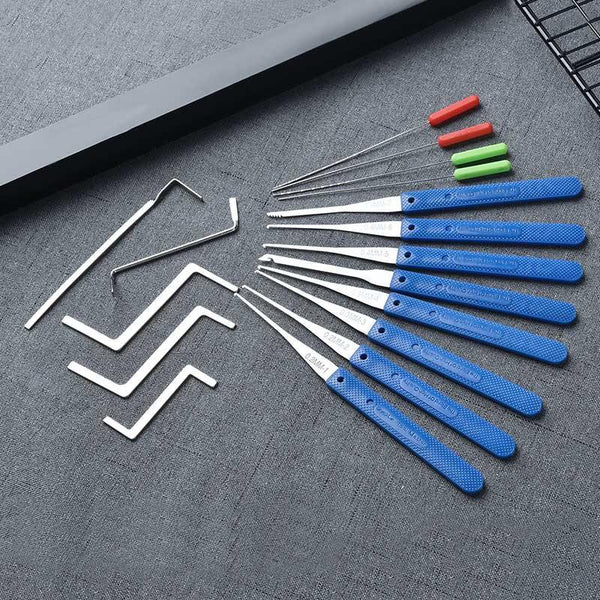 Planet Gates 301003 LT24-Blue Practice Padlock With Keys Transparent Visible Lock Pick Broken Key Removing Hook Kit Extractor Set Locksmith Wrench Tool