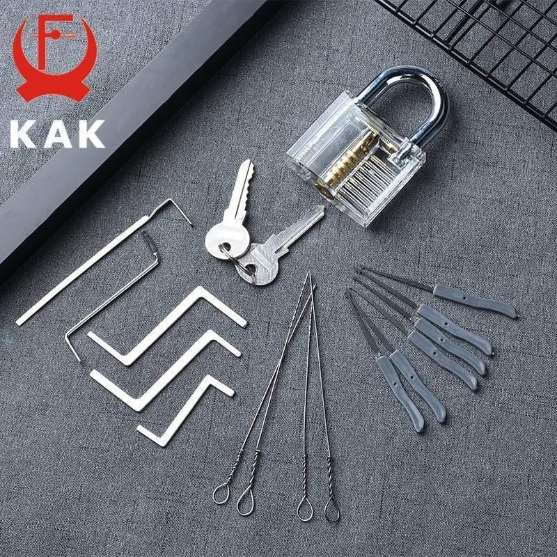 Planet Gates 301003 Practice Padlock With Keys Transparent Visible Lock Pick Broken Key Removing Hook Kit Extractor Set Locksmith Wrench Tool