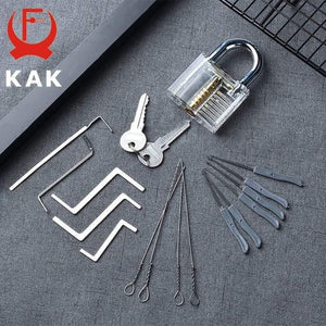 Planet Gates 301003 Practice Padlock With Keys Transparent Visible Lock Pick Broken Key Removing Hook Kit Extractor Set Locksmith Wrench Tool