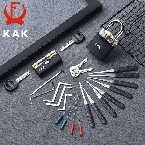 Planet Gates 301003 Practice Padlock With Keys Transparent Visible Lock Pick Broken Key Removing Hook Kit Extractor Set Locksmith Wrench Tool