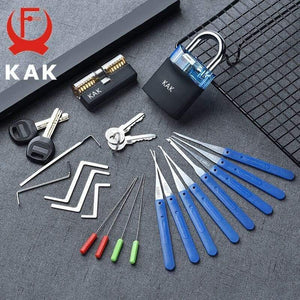 Planet Gates 301003 Practice Padlock With Keys Transparent Visible Lock Pick Broken Key Removing Hook Kit Extractor Set Locksmith Wrench Tool