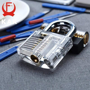 Planet Gates 301003 Practice Padlock With Keys Transparent Visible Lock Pick Broken Key Removing Hook Kit Extractor Set Locksmith Wrench Tool