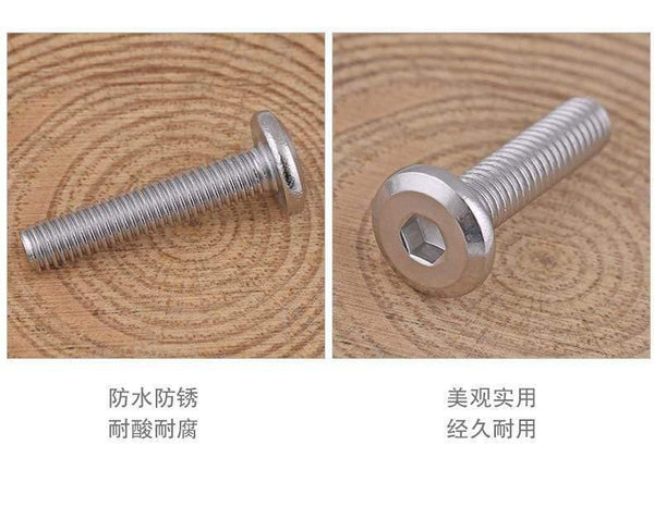304 Stainless Steel Flat Head Hexagon Socket Bolt M6 M8 Furniture Screw Large Hex Socket Screw Chamfer Bolt 10PCS